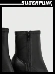 SHEIN X Lucía Bellido Sugerpunk Botines de plataforma impermeables de tacón alto, zapatos de vacaciones, rebajas de verano, estilo Y2K, punk, de moda, cool, deportivos, para Navidad, otoño, Año Nuevo y festividades