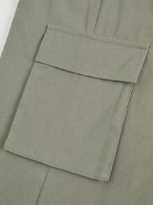 Twin Melody X SHEIN SHEIN Unity Backless Halter Sexy Top & Loose Hip Hop Style Cargo Pants With Pockets - Green - View 7