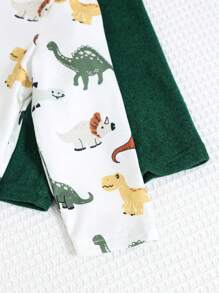 Baby Boy 2pcs/Set, Cute Cartoon Dinosaur Knitted Long Sleeve Top & Solid Color Long Sleeve Casual Top, All-Match And Versatile For Spring, Autumn, And Winter, Suitable For Daily Wear Graphic - Multicolor - View 4