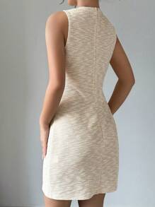 Elenzga Ärmelloses Textur Lässig Sommerkleid