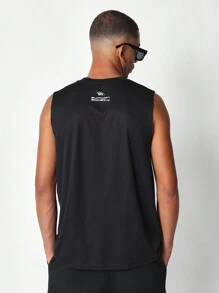 SUMWON Áo ba lỗ không tay có in họa tiết phía trước - màu đen - Xem 2