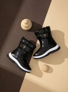 Botas de nieve de invierno para niños, impermeables y antideslizantes, de media caña - Negro - Ver 3