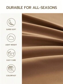 三件套纯色咖啡棕色床单，采用超细纤维面料，包含1个床笠和2个枕套（不含枕芯），现代柔软的床上用品套装，适合居家、宿舍、返校季使用，深口袋设计，适用于厚度达16英寸的床垫。 - 咖啡棕 - 查看 4
