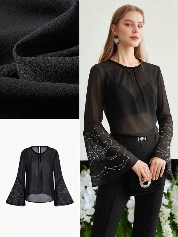 MOTF PREMIUM 輕質編織亮片細節上衣