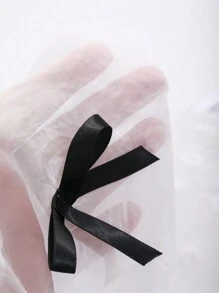 DAZY 女款夏季圓領短袖網紗下擺寬鬆上衣，荷葉邊學院風 - 白色 - 查看 8