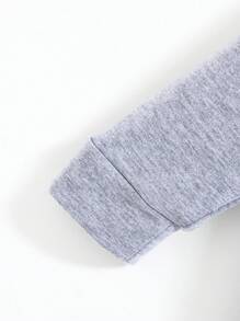 SHEIN 男婴可爱柔软刺绣灰色针织连帽拼接牛仔蓝外套，适合户外和日常穿着 - 中等水洗藍 - 查看 6