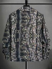 Manfinity Roghcode Men's All-Over Print Casual Long Sleeve Shacket With Pockets - Khaki - View 2