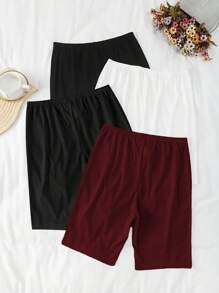 INAWLY Shorts décontractés à taille élastique de couleur unie pour femmes grandes tailles