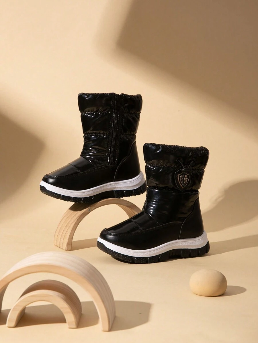 Botas de nieve de invierno para niños, impermeables y antideslizantes, de media caña - Negro - Ver 1