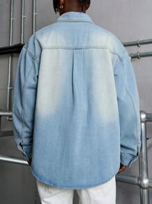 Manfinity EMRG Men's Casual Long Sleeve Denim Shirt With Single Breasted Button