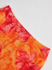 Twin Melody X SHEIN SHEIN Unity Bộ váy xẻ tà màu trơn dành cho nữ với thiết kế cổ và eo bất đối xứng - Màu xanh lam - Xem 7