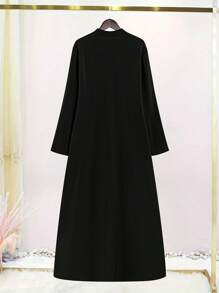 Al Najma 女士渐变色褶皱简约素雅长袖阿拉伯长袍，适合日常穿着