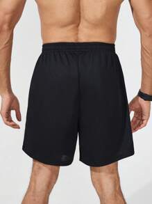 Manfinity Fitness 男友风男士字母印花抽绳腰休闲健身运动短裤