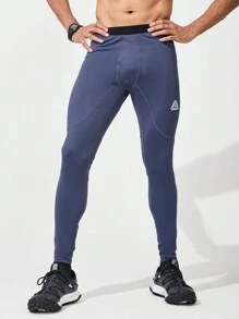 Manfinity Running Quần legging thể thao in họa tiết họa tiết khối màu phong cách Boyfriend dành cho nam - Màu xanh bụi bặm - Xem 9