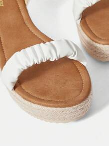 Styleloop Women's Thick Platform Wedge Sandals For Summer Vacation Shoes Summer Boho Feels Vintage Cottagecore Frenchy Shoes Halloween - White - View 4