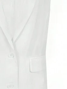 女士休闲无袖前开纯色西装外套夏季