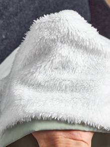 Tween Girl Pink Fluffy Hooded Drawstring Waist Ruffle Front Padded Coat, Autumn/Winter - Mint Green - View 7