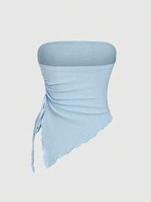 Sweetra Áo ống lửng kiểu Âu Mỹ mới, áo mùa hè khoét eo, dây rút, bất đối xứng, ôm sát, gợi cảm phong cách Y2K. - Nhiều màu - Xem 4