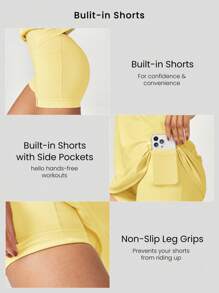 GLOWMODE Vestido mini activo con bolsillo, cuello cuadrado tipo "peekaboo", antiresbalante, con pantalón corto integrado de soporte ligero de baja intensidad, vestido de primavera y verano GLOWMODE FeatherFit™-Air