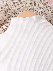 SHEIN 1 conjunto de macacão bordado floral e suéter de gola alta de malha canelada - Multicolorido - Ver 3