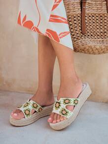 Styleloop Women's Thick-Soled Wedge Heel Vacation-Style Sandals Boho Feels - Multicolor - View 6
