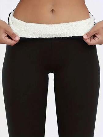 Tops Women's Winter Thermal Fleece Thickened Elastic Sports Leggings