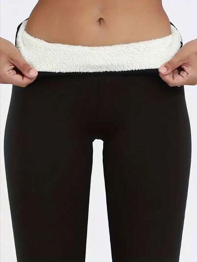 Tops Women's Winter Thermal Fleece Thickened Elastic Sports Leggings