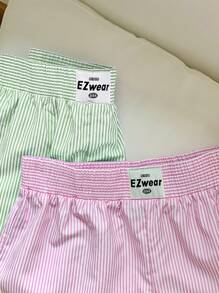 Comfortcana 2pcs Women's Casual Letter & Striped Print Shorts Set - Multicolor - View 6