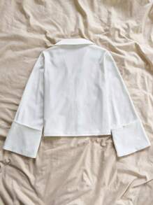 Soleia 女式翻领前开襟打结袖口设计米色常规外套，秋冬 - 米色 - 查看 2