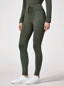 TaskEZ 纯色腰带口袋制服裤，磨砂裤