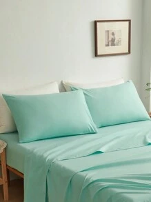 2pcs Light Green Supersoft Plain Pillowcase Lightweight Cloud-Like Feel Bedding Envelope Closure Solid Color Bed Pillow Cover, For Bedroom Domitory Bedding Back School Bedding - Sprout Green - View 6