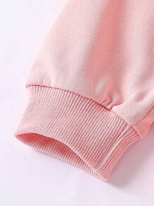 SHEIN 2pcs Set Girls Cute 3D Letter Bear Print Sweatshirt And Pants Children Casual Sports Outfit, Young Girl Fashion Tracksuit For Fall Winter - Pink - View 6