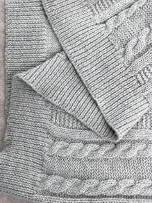 Calvaya Große Größen Lässig einfarbiger asymmetrischer Kragen Pullover, Strick Pullover für Frühling & Herbst, Herbst Winter - Hellgrau - Übersicht 6