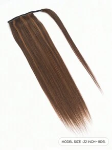 Straight Ponytail Extension Human Hair Mixed Brown Clip In Wrap Around Hairpiece 150% Density P4/30 - S4/30 - View 2