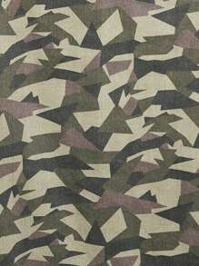 Manfinity Homme Men's Casual Printed Denim Shirt - Army Green - View 5