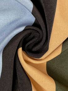 SHEIN VCAY Plus Size Vacation Casual Colorblock Stripe Puff Sleeve Dress - Multicolor - View 3