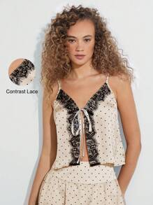 WESTFADE Polka Dot Satin Tie Tank - Apricot - View 4