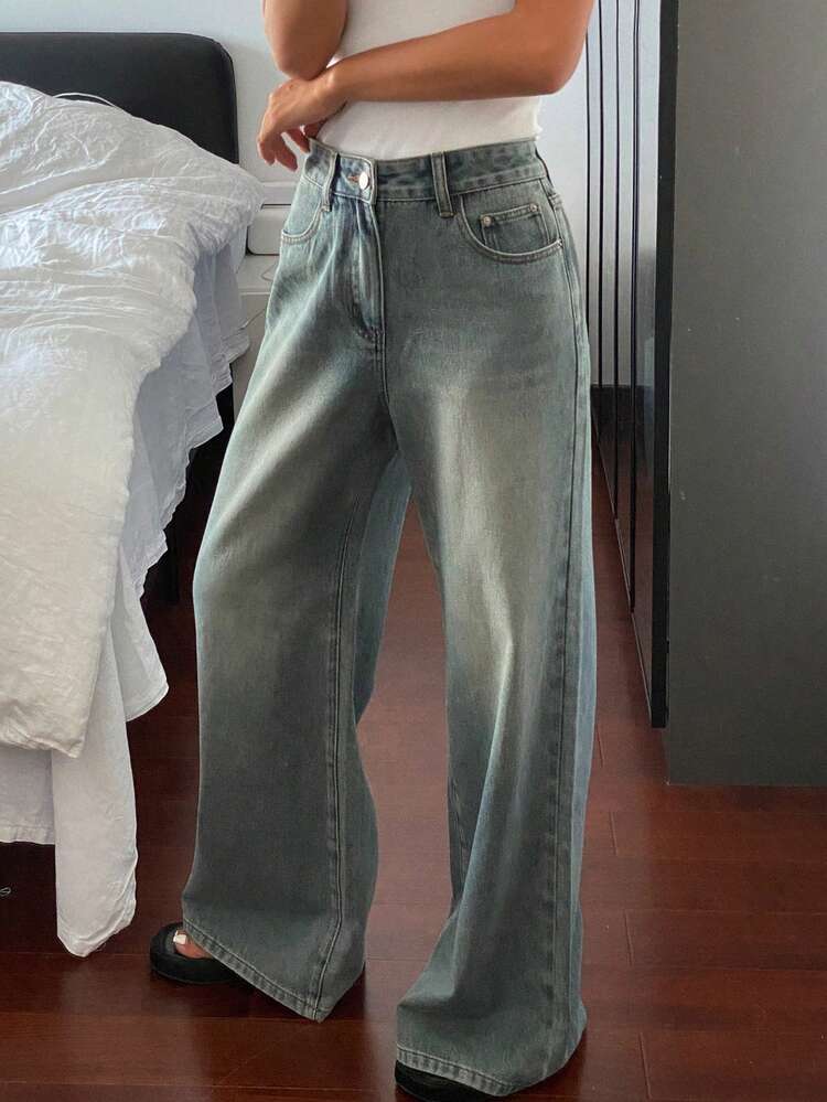 Women Plain Simple Everyday Jeans