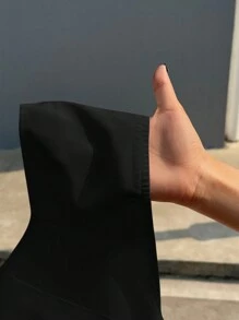 SHEIN EZwear 秋冬女士翻领露背无袖前扣西装外套 - 黑色 - 查看 8