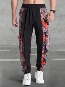 Manfinity Homme Men Graphic Print Belted Suit Pants - Black - View 1