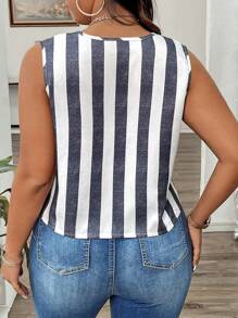 Vionelle Plus Size Women's Summer V-Neck Striped Blazer Vest Graduation,Back To School,Teacher Outfits For Women Winter Fall Autumn - Multicolor - View 2