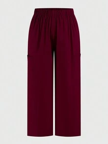 TaskEZ Burgundy Red Plus Size Scrub Uniforms Short Sleeve Top And Pants Set - Burgundy - View 6