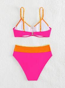 Swim Vcay Women's Summer Beach Contrast Color Contrast Trim Sexy Bikini Set, Bathing Suit, Swimwear - Multicolor - View 6