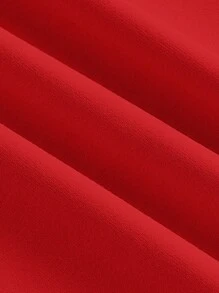 SHEIN EZwear Solid Color Spaghetti Strap Ruffled Fishtail Dress, Bodycon - Red - View 5