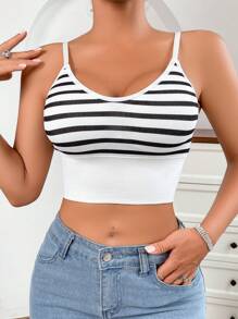 1 pieza Set de lencería romántica a rayas para mujer - Multicolor - Ver 2