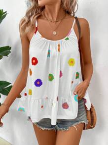 Breezaya 夏季花卉印花背心上衣 - 白色 - 查看 4