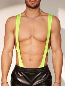 FeverCity Men Skinny Unitard & Bib Pants - Green - View 5