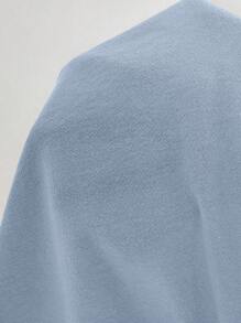 SHEIN VCAY Casual Solid Woven Flared Long Sleeve Loose Women's Blouse - Blue - View 9