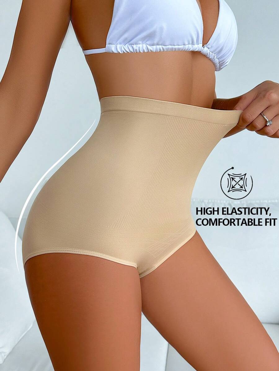 Ropa interior moldeadora de control de abdomen de cintura alta casual de unicolor para mujer