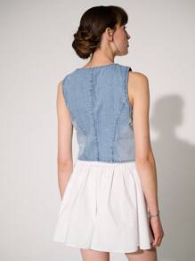 WESTFADE 优质棉质牛仔条纹背心 - 中等水洗藍 - 查看 5